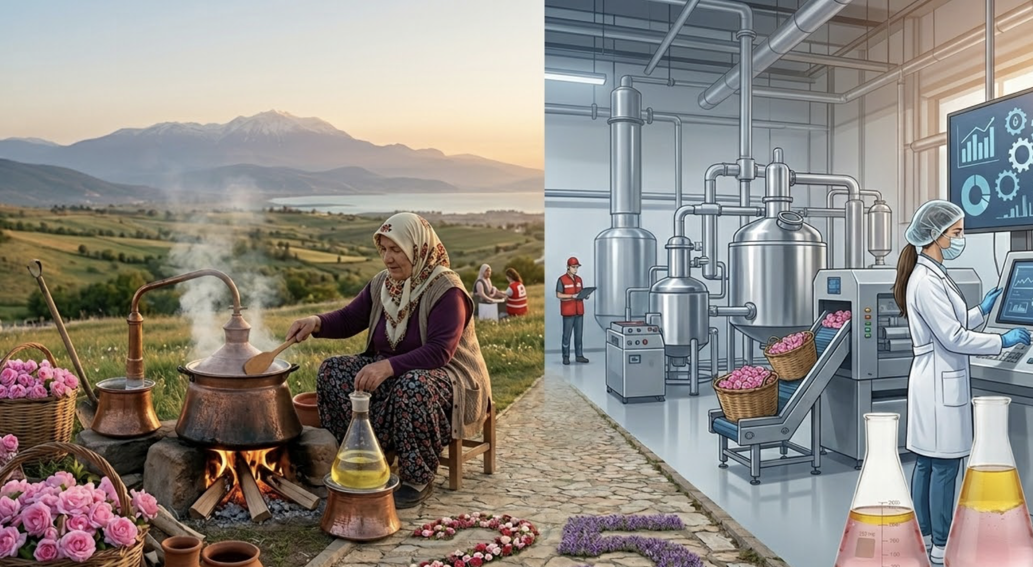 Gül Yağı Çıkarma Teknikleri: Geleneksel İmbikten Modern Fabrikalara