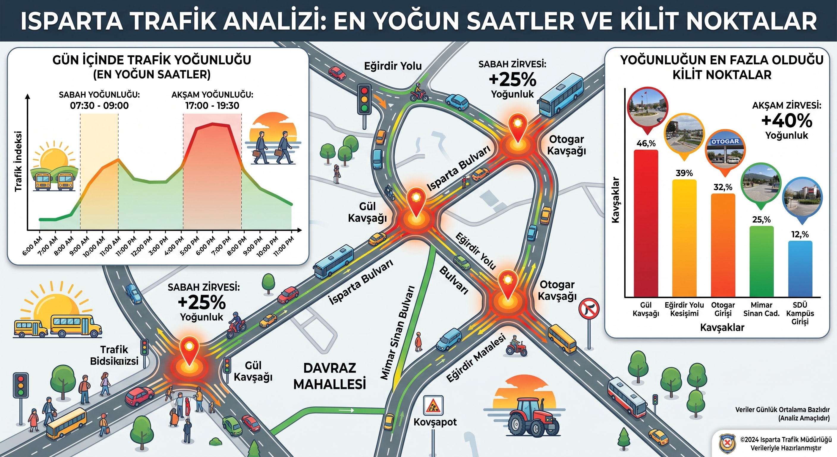 Isparta Trafik Analizi: En Yoğun Saatler ve Kilit Noktalar
